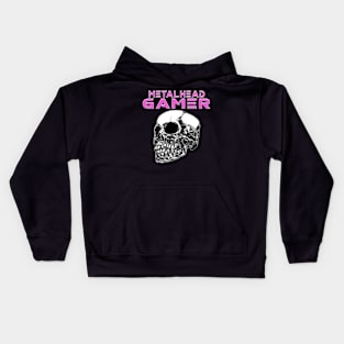 Metalhead Gamer Quarter Skull Pink Kids Hoodie